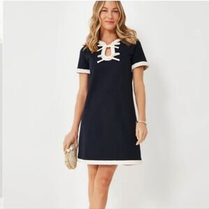 Tuckernuck Navy and Cream Bow Mini Dress